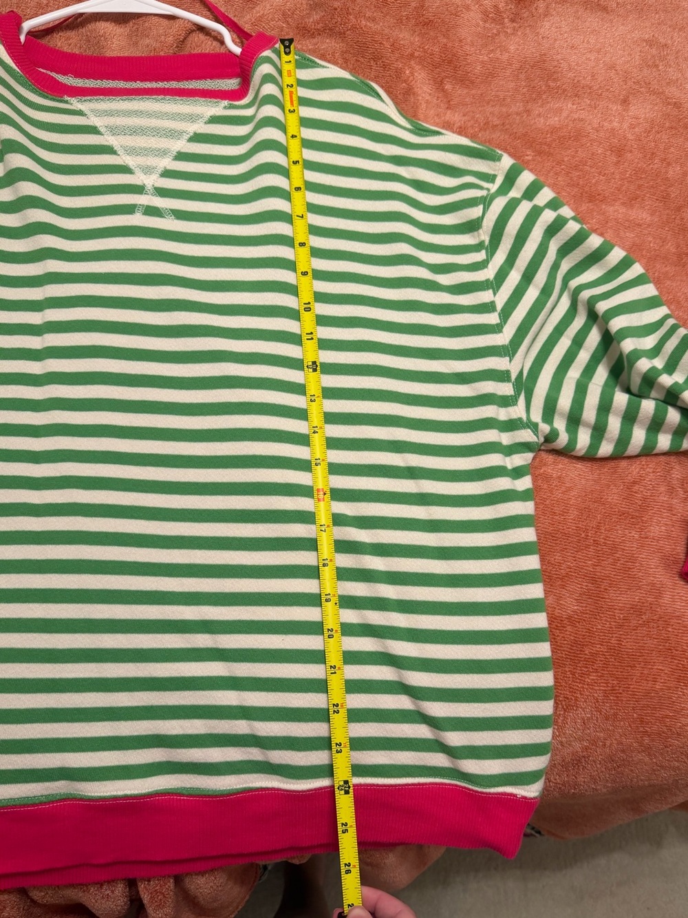 We The Free Green and White Striped Pullover with Pink Trim - Picture 5 of 5